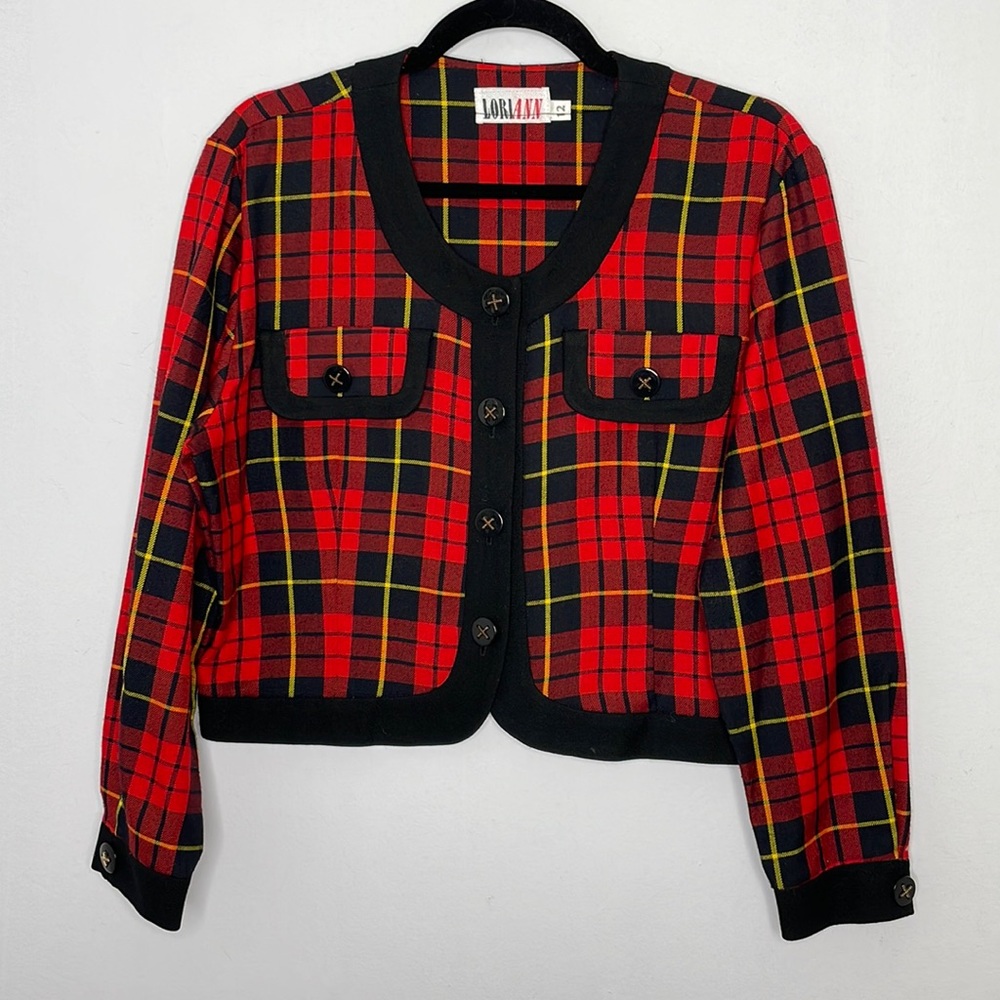 Vintage plaid cropped preppy shirt cardigan